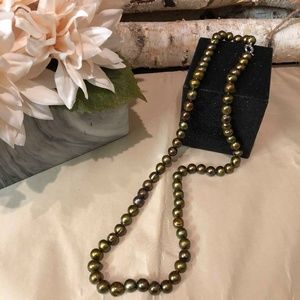 Freshwater Pearl Long Necklace,
Dark Green